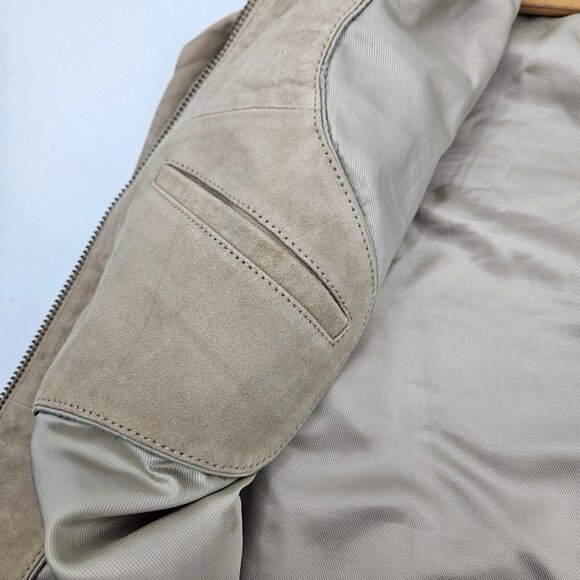 New BlankNYC Win or Lose Suede Trucker Jacket Mens M Tan Leather Zip Front - Picture 9 of 11